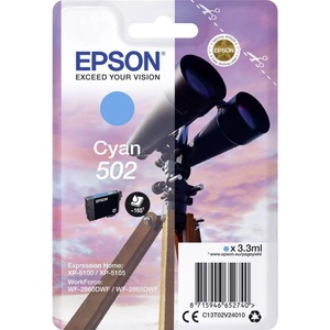 Epson, Original Tintenpatrone cyan Epson No. 502, T02V240, Epson Tintenpatrone, blau, 502, T02V240, (160 Seiten)