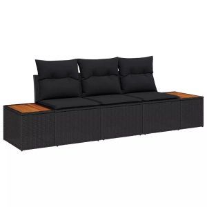 vidaXL, VidaXL - Modulares sofa poly-rattan, One Size, Schwarz