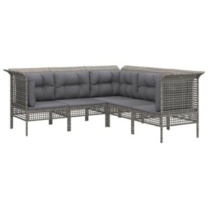 vidaXL, vidaXL 5-tlg. Garten-Lounge-Set mit Kissen Grau Poly Rattan