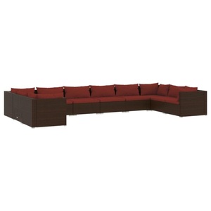 vidaXL, vidaXL 10-tlg. Garten-Lounge-Set mit Kissen Poly Rattan Braun