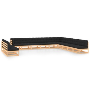 vidaXL, vidaXL 13-tlg. Garten-Lounge-Set mit Anthrazit Kissen Kiefernholz, vidaXL 13-tlg. Garten-Lounge-Set mit Kissen Massivholz Kiefer