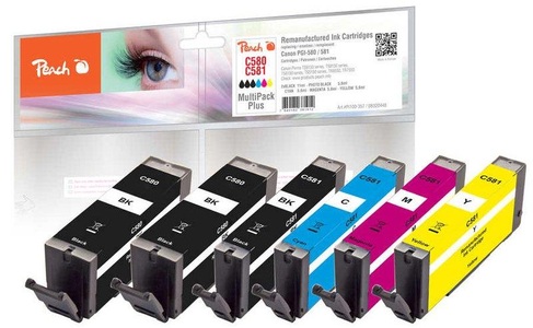 Peach, Peach Spar Pack Plus Tintenpatronen kompatibel zu Canon PGI-580, CLI-581, Peach Tinte Canon PGI-580 / CLI-581 2x BK, PBK, C, M, Y