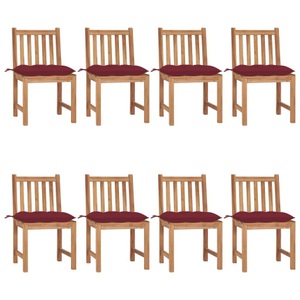 vidaXL, vidaXL Gartenstühle 8 Stk. mit Kissen Massivholz Teak, vidaXL Gartenstühle 8 Stk. mit Kissen Massivholz Teak