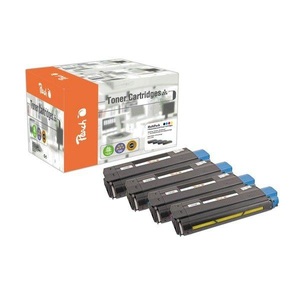 Peach, Peach Spar Pack Tonermodule kompatibel zu OKI C5100-series, Peach O4212-7405-8 4 Toner (bk, c/m/y) ersetzt OKI No. 4212-7405-8 , 42127405-7408 für z.B. OKI C 5100, OKI C 5100 N, OKI C 5150 N, OKI C 5200