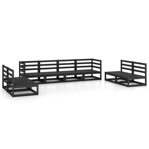 vidaXL, vidaXL 8-tlg. Garten-Lounge-Set Schwarz Massivholz Kiefer