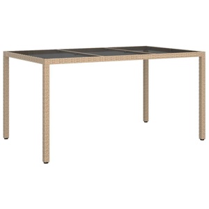 vidaXL, vidaXL Gartentisch 150x90x75 cm Gehärtetes Glas Poly Rattan Beige
