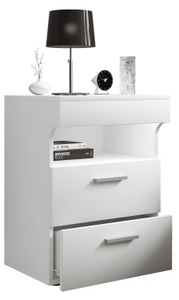 VCM, Nachtschrank Beistelltisch Schublade Konsole Boxspring Nachttisch Slepal L Nachtschrank Beistelltisch Schublade Konsole Boxspring Nachttisch Slepal L, VCM - Nachtschrank | Beistelltisch mit zwei Schubladen Nachttisch Maße ca. H. 61 x B. 45 T. 39 cm Slepal L, One Size, Weiss
