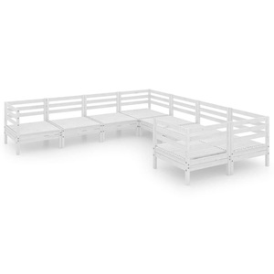 vidaXL, vidaXL 8-tlg. Garten-Lounge-Set Massivholz Kiefer Weiß, vidaXL 8-tlg. Garten-Lounge-Set Massivholz Kiefer Weiß