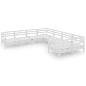vidaXL, vidaXL 8-tlg. Garten-Lounge-Set Massivholz Kiefer Weiß, vidaXL 8-tlg. Garten-Lounge-Set Massivholz Kiefer Weiß