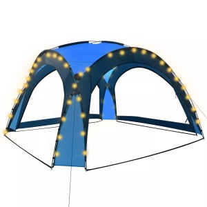 vidaXL, vidaXL Partyzelt mit LED und 4 Seitenwänden 3,6 x 3,6 x 2,3 m Blau, vidaXL Partyzelt mit LED und 4 Seitenwänden 3,6x3,6x2,3 m Blau