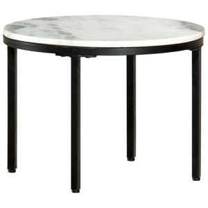 vidaXL, vidaXL Couchtisch Weiß und Schwarz Ø50 cm Echter Marmor, vidaXL Couchtisch Weiß und Schwarz Ø50 cm Echter Marmor