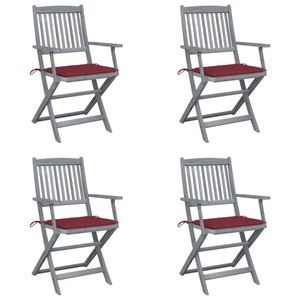 vidaXL, vidaXL Klappbare Gartenstühle 4 Stk. mit Sitzkissen Massivholz Akazie, vidaXL Klappbare Gartenstühle 4 Stk. mit Sitzkissen Massivholz Akazie