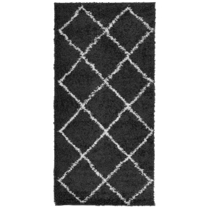 vidaXL, vidaXL Teppich Shaggy Hochflor Modern Schwarz und Creme 100x200 cm