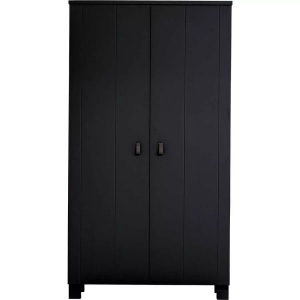 woood, Woood Ties Kleiderschrank 2-türig Kiefer Schwarz, Kleiderschrank Ties schwarz (FSC)