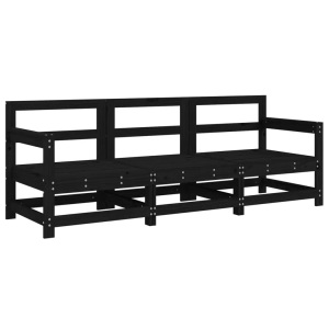 vidaXL, vidaXL 3-tlg. Garten-Lounge-Set Schwarz Massivholz Kiefer, vidaXL 3-tlg. Garten-Lounge-Set Schwarz Massivholz Kiefer