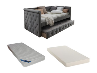 Vente-unique, Ausziehbett Stoffsofa mit Lattenrost + Ausziehbett Stoffsofa mit Lattenrost +