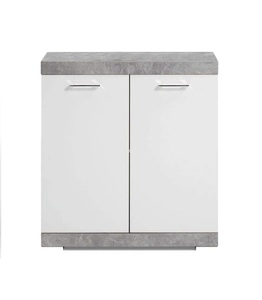 FMD, FMD Kommode mit 2 Türen 80×34,9×89,9 cm Weiß und Betongrau, 