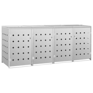 vidaXL, vidaXL Mülltonnenbox für 4 Tonnen 240 L Edelstahl, vidaXL Mülltonnenbox für 4 Tonnen 240 L Edelstahl