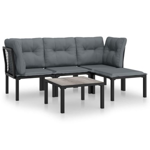 vidaXL, vidaXL 5-tlg. Garten-Lounge-Set Schwarz und Grau Poly Rattan