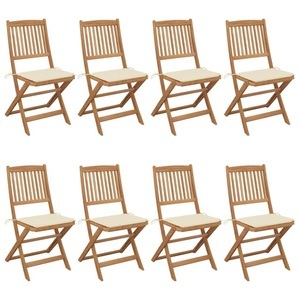 vidaXL, vidaXL Klappbare Gartenstühle 8 Stk. mit Kissen Massivholz Akazie, 