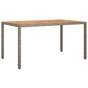 vidaXL, vidaXL Gartentisch 150x90x75 cm Poly Rattan und Akazienholz Grau, vidaXL Gartentisch 150x90x75 cm Poly Rattan und Akazienholz Grau