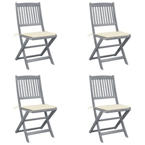 vidaXL, vidaXL Klappbare Gartenstühle 4 Stk. mit Kissen Massivholz Akazie, vidaXL Klappbare Gartenstühle 4 Stk. mit Kissen Massivholz Akazie