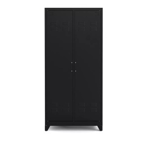 LA REDOUTE INTERIEURS, Metallschrank ''Hiba'', 2 Türen, US-Style, La Redoute Intérieurs - Kleiderschrank Hiba mit 2 Türen, One Size, Schwarz