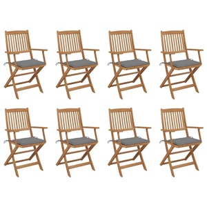 vidaXL, vidaXL Klappbare Gartenstühle mit Kissen 8 Stk. Massivholz Akazie, vidaXL Klappbare Gartenstühle mit Kissen 8 Stk. Massivholz Akazie