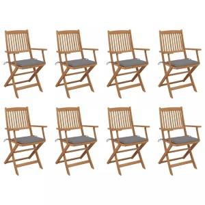 vidaXL, vidaXL Klappbare Gartenstühle mit Kissen 8 Stk. Massivholz Akazie, vidaXL Klappbare Gartenstühle mit Kissen 8 Stk. Massivholz Akazie