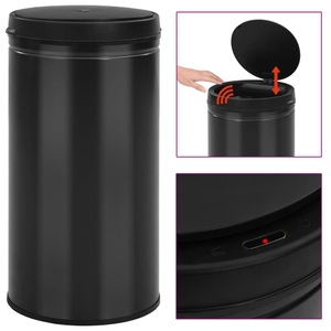 vidaXL, vidaXL Automatischer Sensor-Mülleimer 60 L Kohlenstoffstahl Schwarz