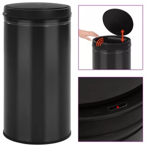 vidaXL, vidaXL Automatischer Sensor-Mülleimer 60 L Kohlenstoffstahl Schwarz, vidaXL Automatischer Sensor-Mülleimer 60 L Kohlenstoffstahl Schwarz