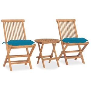 vidaXL, vidaXL 3-tlg. Garten-Essgruppe mit Kissen Klappbar Massivholz Teak, vidaXL 3-tlg. Garten-Essgruppe mit Kissen Klappbar Massivholz Teak