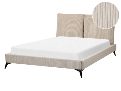 Beliani, Bett mit Lattenrost aus Cord Klassisch MELLE Bett mit Lattenrost aus Cord Klassisch MELLE