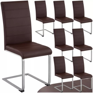 TecTake, 8 Esszimmerstühle Schwingstühle - braun, 