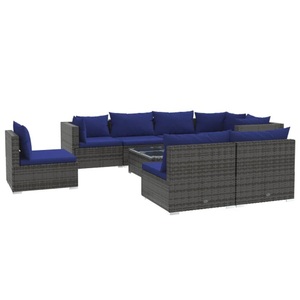 vidaXL, vidaXL 9-tlg. Garten-Lounge-Set mit Kissen Poly Rattan Grau, 
