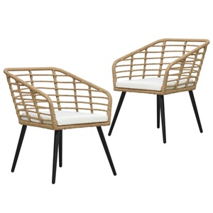 vidaXL, vidaXL Gartenstühle 2 Stk. mit Auflagen Poly Rattan Eiche