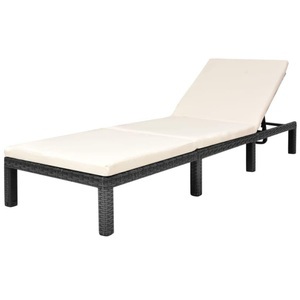 Diverse Hardware, Sonnenliege mit Auflage Poly Rattan Schwarz