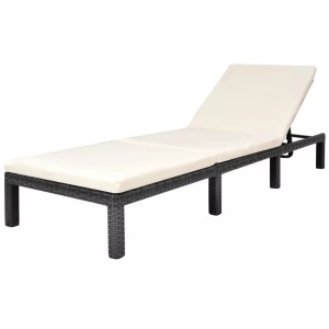 Diverse Hardware, Sonnenliege mit Auflage Poly Rattan Schwarz, vidaXL Sonnenliege mit Auflage Poly Rattan Schwarz