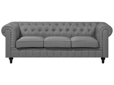 Beliani, Beliani 3er Sofa Polsterbezug hellgrau CHESTERFIELD gross, 