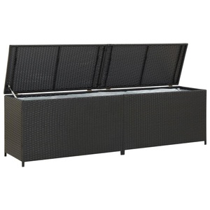 vidaXL, vidaXL Gartenbox Poly Rattan 200x50x60 cm Schwarz, vidaXL Gartenbox Poly Rattan 200x50x60 cm Schwarz