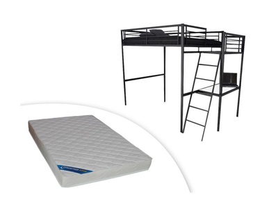 Vente-unique, Set Hochbett mit Schreibtisch + Matratze CASUAL II Set Hochbett mit Schreibtisch + Matratze CASUAL II, 