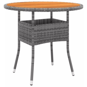 vidaXL, vidaXL Gartentisch Ø80x75 cm Akazienholz und Poly Rattan Grau