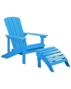 Beliani, Beliani Gartenstuhl Kunstholz blau mit Fusshocker Adirondack, 