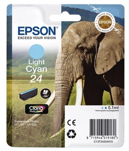 Epson, Epson T24 Tintenpatrone light cyan, Epson Tintenpatrone, hell-blau, T242540, (360 Seiten)
