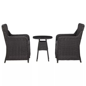 Diverse Hardware, 3-tlg. Garten-Bistro-Set mit Auflagen Poly Rattan Schwarz