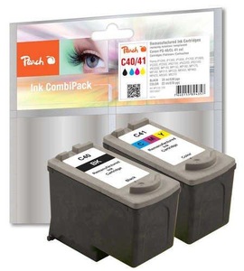 Peach, Peach Spar Pack Tintenpatronen kompatibel zu Canon 0615B043, Peach C40 BK 2 Druckerpatronen (bk, col) ersetzt Canon PG-40BK, CL-41C, 0615B036 für z.B. Canon Pixma IP 1200, Canon Pixma IP 1300, Canon Pixma MP 140