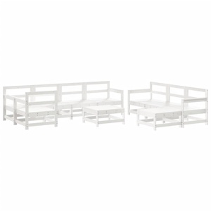 vidaXL, vidaXL 10-tlg. Garten-Lounge-Set Weiß Massivholz Kiefer, vidaXL 10-tlg. Garten-Lounge-Set Weiß Massivholz Kiefer