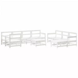 vidaXL, vidaXL 10-tlg. Garten-Lounge-Set Weiß Massivholz Kiefer, vidaXL 10-tlg. Garten-Lounge-Set Weiß Massivholz Kiefer