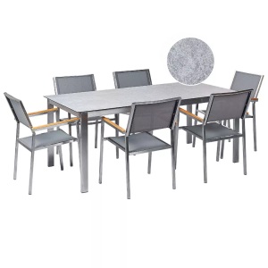 Beliani, Gartentisch Set aus Sicherheitsglas Modern COSOLETOGROSSETO Gartentisch Set aus Sicherheitsglas Modern COSOLETOGROSSETO