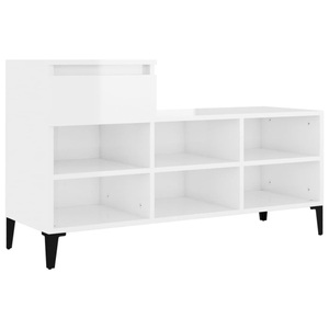 vidaXL, vidaXL Schuhregal Hochglanz-Weiß 102x36x60 cm Holzwerkstoff